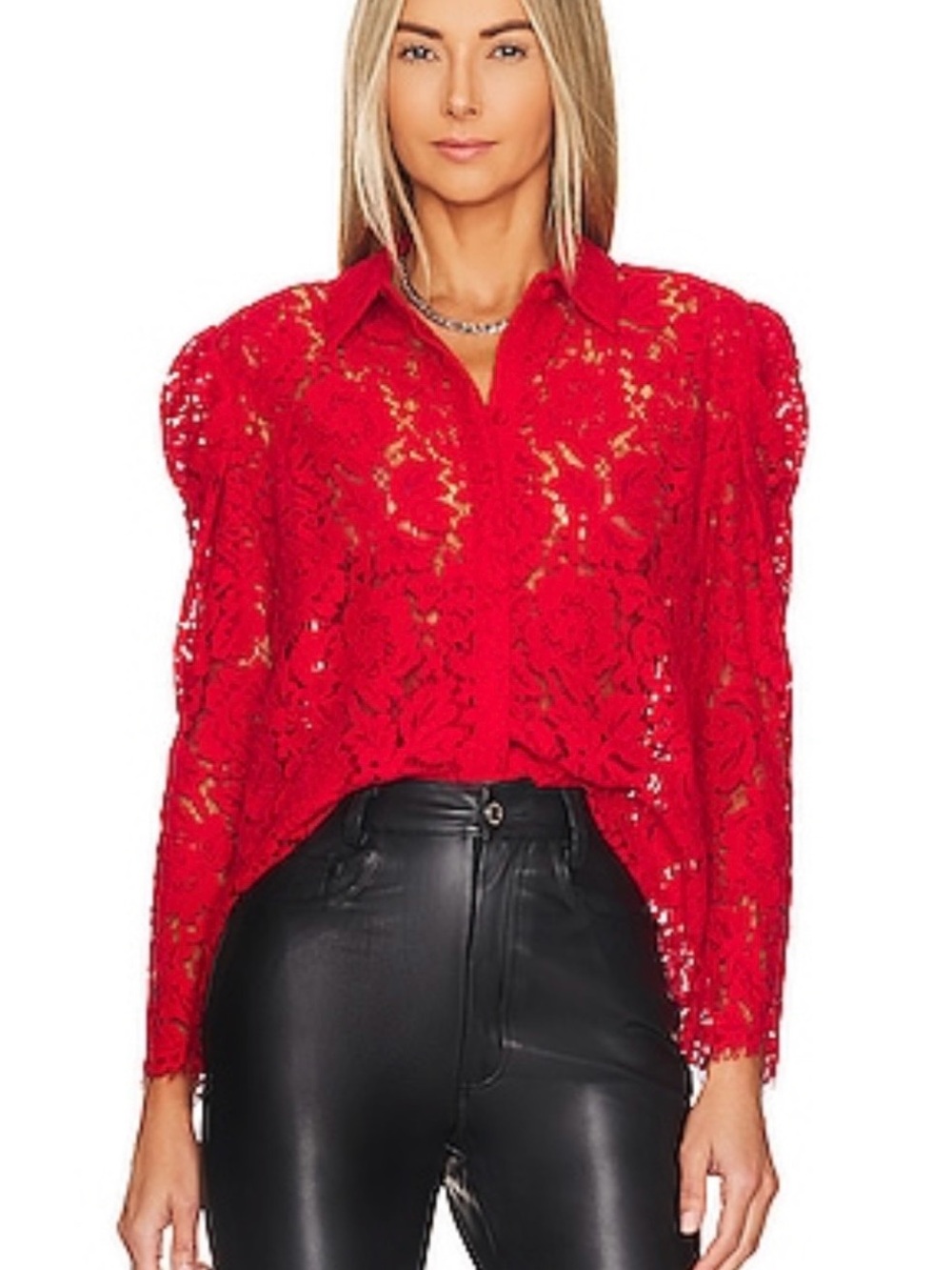 Generation Love Valencia Lace Blouse in Red